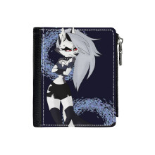 (Loona From Helluva Boss_99) PU Wallet Compact Bifold with Zipper & Multiple Card Coins Slots Black Stylish Durable Graphic Design Print for Men Women Kids Christmas Gift