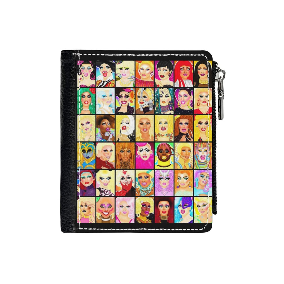 (LIFE IS A DRAG_40) PU Wallet Compact Bifold with Zipper & Multiple Card Coins Slots Black Stylish Durable Graphic Design Print for Men Women Kids Chr-image-OPC-PH9SV8Q-NEW