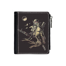 (Fallout NCR Ranger Sketch Fan Art_56) PU Wallet Compact Bifold with Zipper & Multiple Card Coins Slots Black Stylish Durable Graphic Design Print for Men Women Kids Christmas Gift