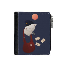 (Final Fantasy XIV - Delivery Moogle_60) PU Wallet Compact Bifold with Zipper & Multiple Card Coins Slots Black Stylish Durable Graphic Design Print for Men Women Kids Christmas Gift