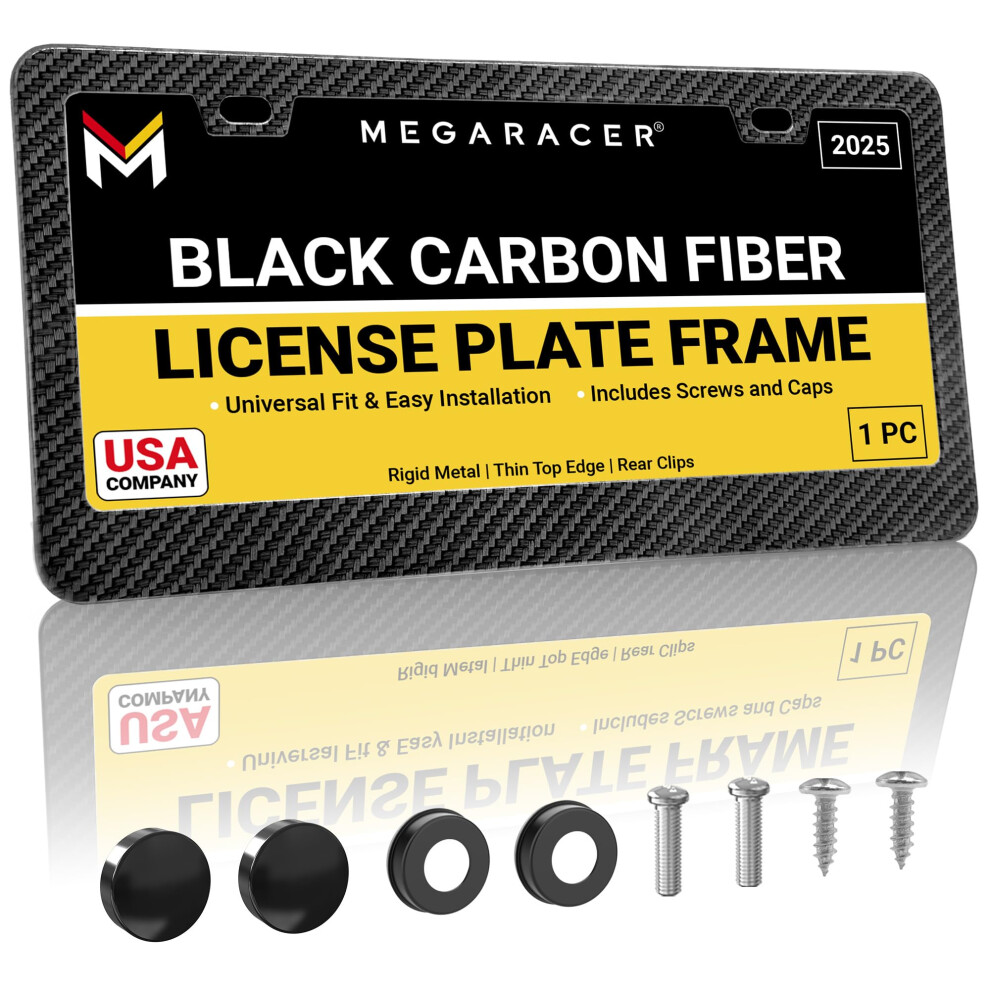 Carbon Fiber License Plate Frame For Men | License Plate Cover For Car Tag Frame | Car Plate Frames License Plate Frame Porta Placas Para Auto A Black 706199251536