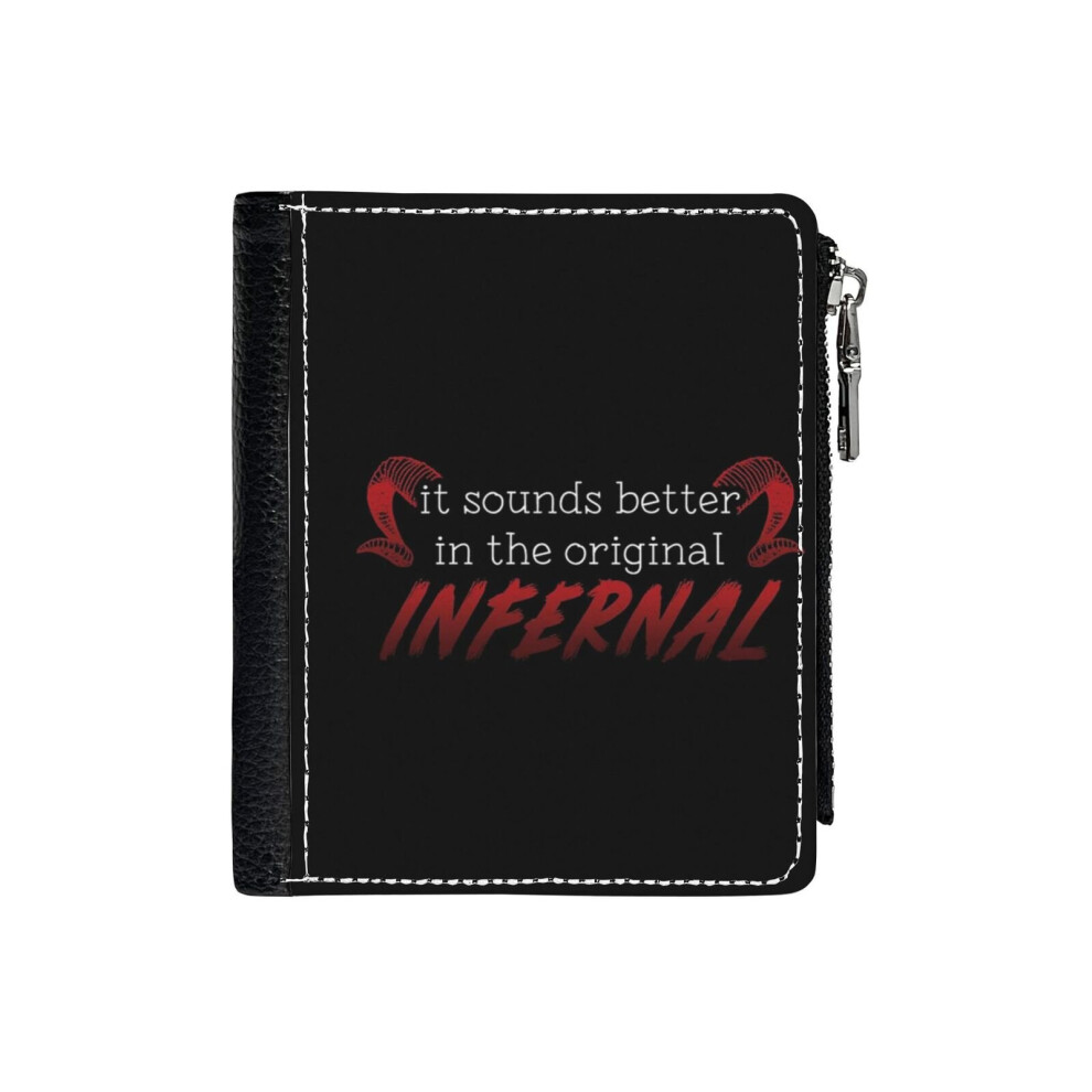 (Infernal_64) PU Wallet Compact Bifold with Zipper & Multiple Card Coins Slots Black Stylish Durable Graphic Design Print for Men Women Kids Christmas-image-OPC-PH9SWBY-NEW