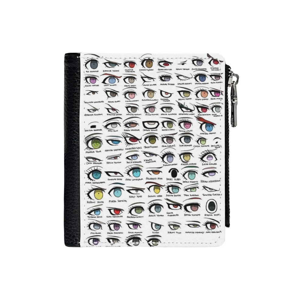 (Danganronpa Eyes_64) PU Wallet Compact Bifold with Zipper & Multiple Card Coins Slots Black Stylish Durable Graphic Design Print for Men Women Kids C-image-OPC-PH9SWR6-NEW