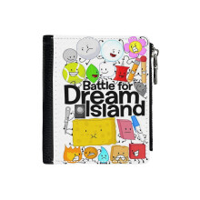 (BFDI White_41) PU Wallet Compact Bifold with Zipper & Multiple Card Coins Slots Black Stylish Durable Graphic Design Print for Men Women Kids Christmas Gift