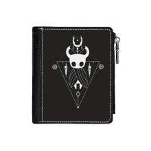 (BESTSELLER The Hollow Knight _184) PU Wallet Compact Bifold with Zipper & Multiple Card Coins Slots Black Stylish Durable Graphic Design Print for Men Women Kids Christmas Gift