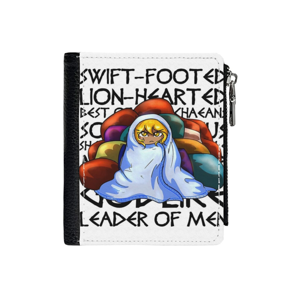 (Epithets Of Achilles_85) PU Wallet Compact Bifold with Zipper & Multiple Card Coins Slots Black Stylish Durable Graphic Design Print for Men Women Ki-image-OPC-PH9SY6H-NEW