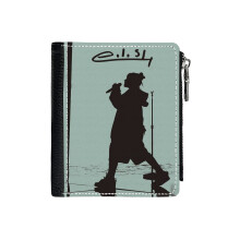 (Eilish Silhouette _193) PU Wallet Compact Bifold with Zipper & Multiple Card Coins Slots Black Stylish Durable Graphic Design Print for Men Women Kids Christmas Gift
