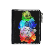 (Avatar The Last Airbender - The Four Elements_90) PU Wallet Compact Bifold with Zipper & Multiple Card Coins Slots Black Stylish Durable Graphic Design Print for Men Women Kids Christmas Gift