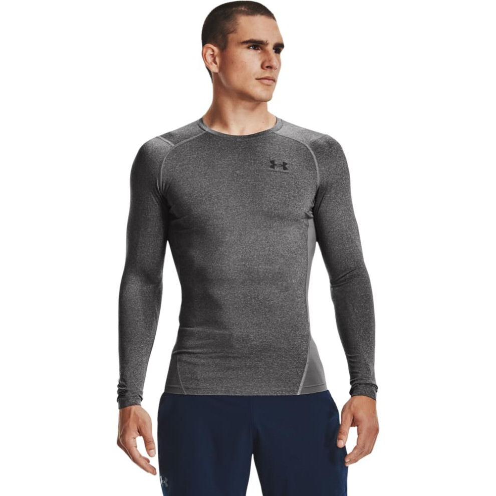 Under Armour Men's Armour Heatgear Compression Long-Sleeve T-Shirt Carbon Heather (090)/Black, 3X-Large