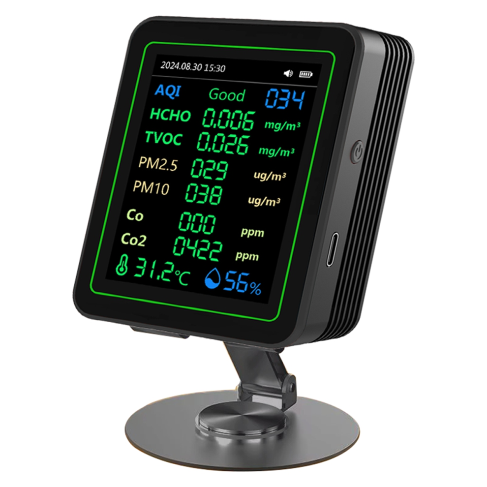 Sin Marca Black 12 In 1 Air Quality Tester Temperature/Humidity With Bracket