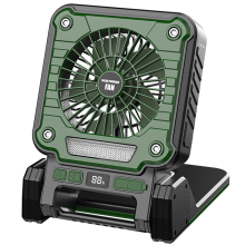 Solar 20000mAh Electric Fan with Led Lights for Hiking,Fishing Green
