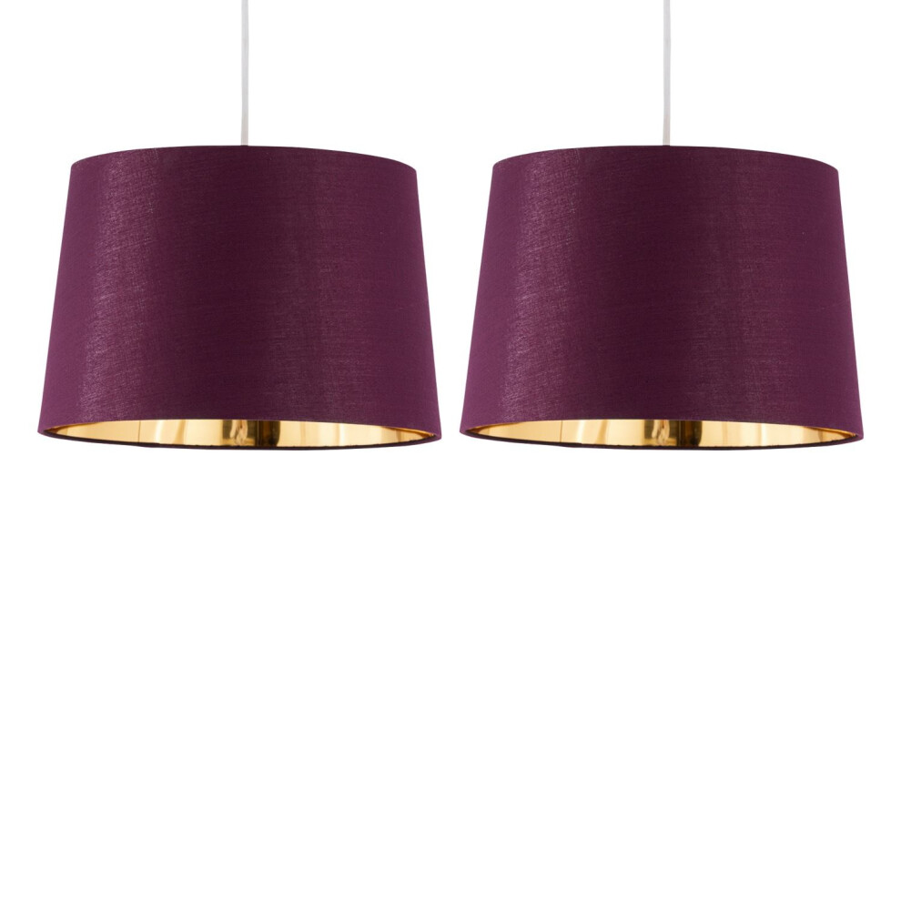 Set of 2 Zoey - Burgundy with Gold 28cm Pendant or Lamp Shades