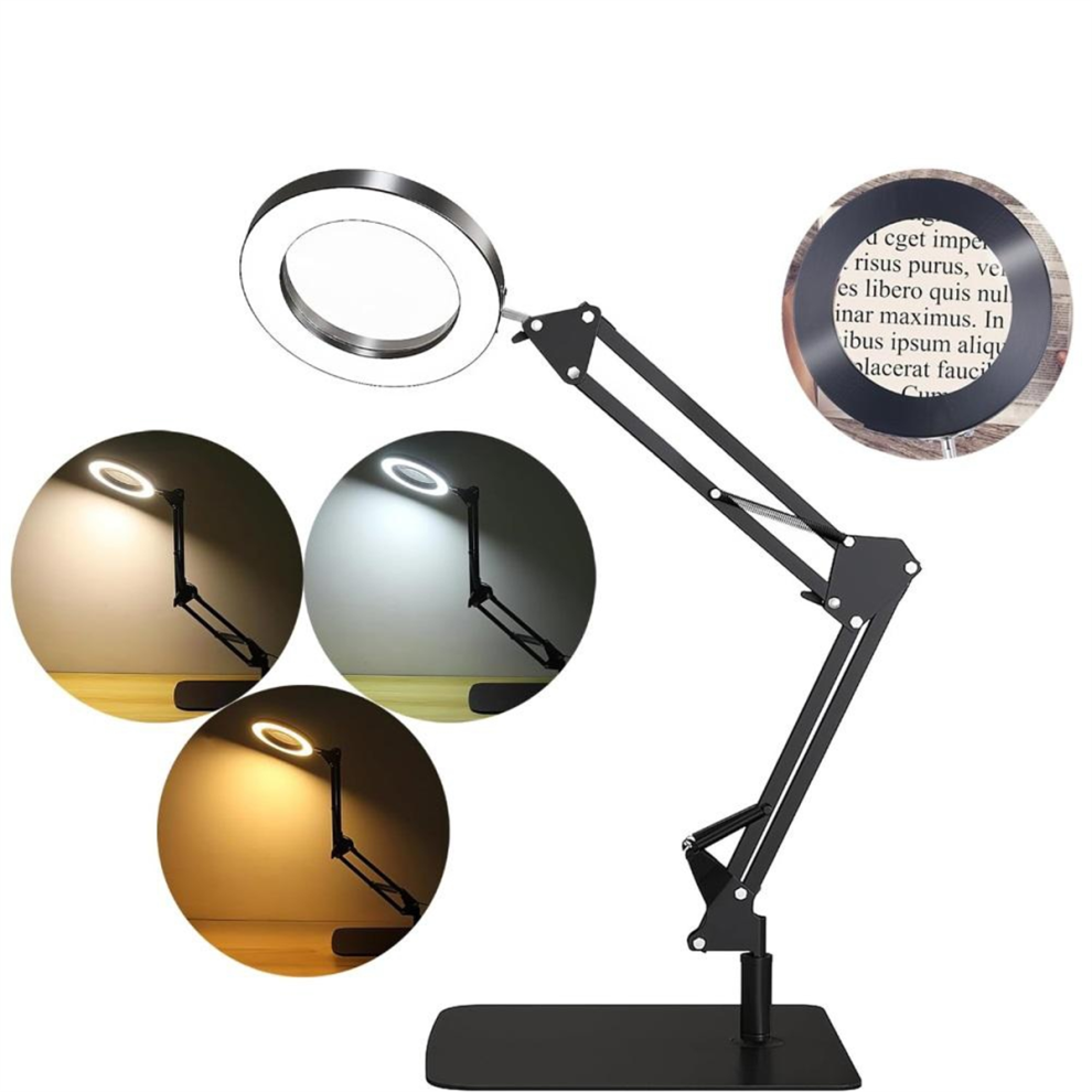 Sin Marca Light 8X Magnifying Glass With Table Lamp With Stand And Clamp