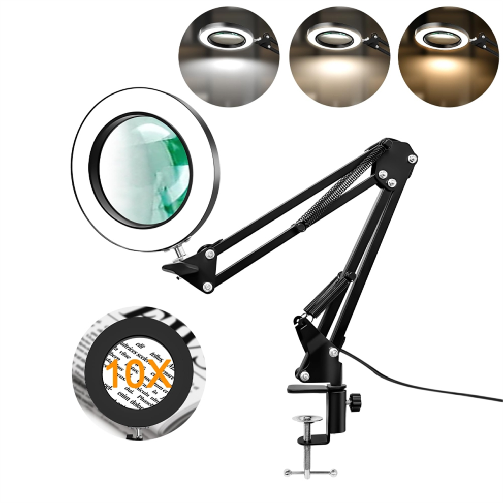 Sin Marca Light 10X Magnifier Desk Lamp, 2-In-1 Led Magnifying Glass With