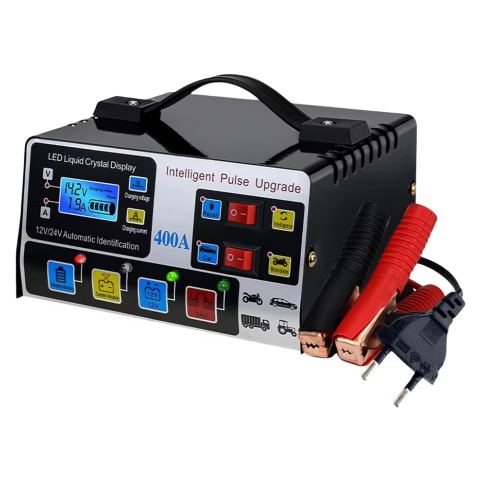 Chargeur de batterie de voiture 400 A, 12 V/24 V, haute puissance, prise UE