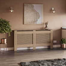 (Large) Radiator Cover with Horizontal Slats - Natural FSC