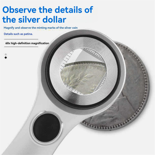 60X Handheld Magnifying Glass Uv Light Rechargeable Led Illuminated 2