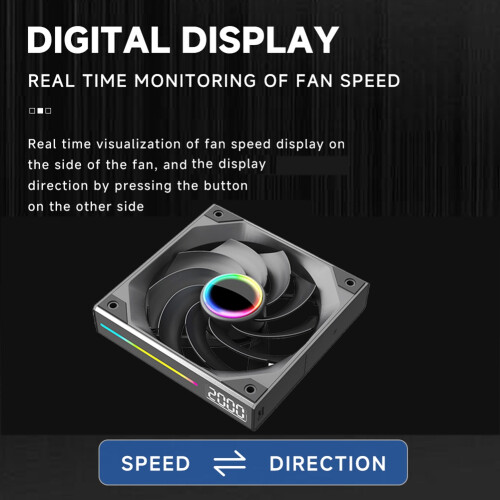 120mm Digital Display Mute Wire-Free Splicing Case Fan Regular 2