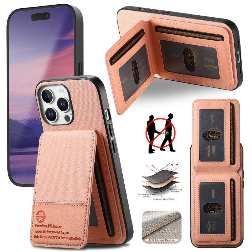 (Pink) Compatible With Iphone 13 Pro Max Case Shockproof Wallet Leather Case Rfid Blocking Pink 764563522231
