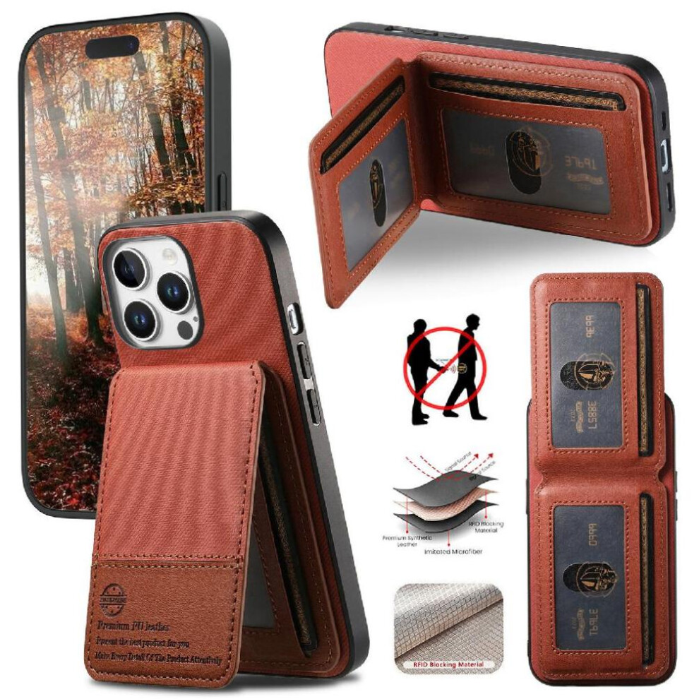 (Brown) Compatible With Iphone 14 Pro Max Case Wallet Shockproof Rfid Blocking Leather Case Brown 764563522361