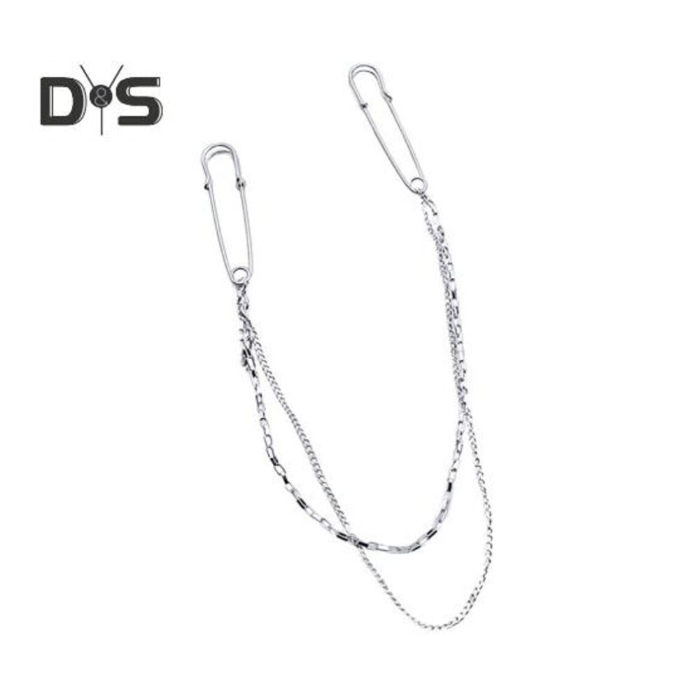 (as the picture, Dual Layer) Unisex Clothes Pin Single/Double Layer Chain Polished Large Pin Alloy Pants Shirt Chest Suit Skirt Decoration Everyday Prom Anniversary Graduation