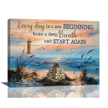 Sea Turtle Bathroom Decor Wall Art Beach Blue Ocean Lighthouse Inspirational Quotes Pictures Wall Decor Canvas Painting Prints Artwork Home Decoration