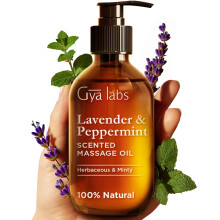 Gya Labs Lavender & Peppermint Massage Oil - 6.76 Fl Oz - 100% Pure Natural Aromatherapy Body Massage Oil for All Skin Types & Sore Muscles - Crafted