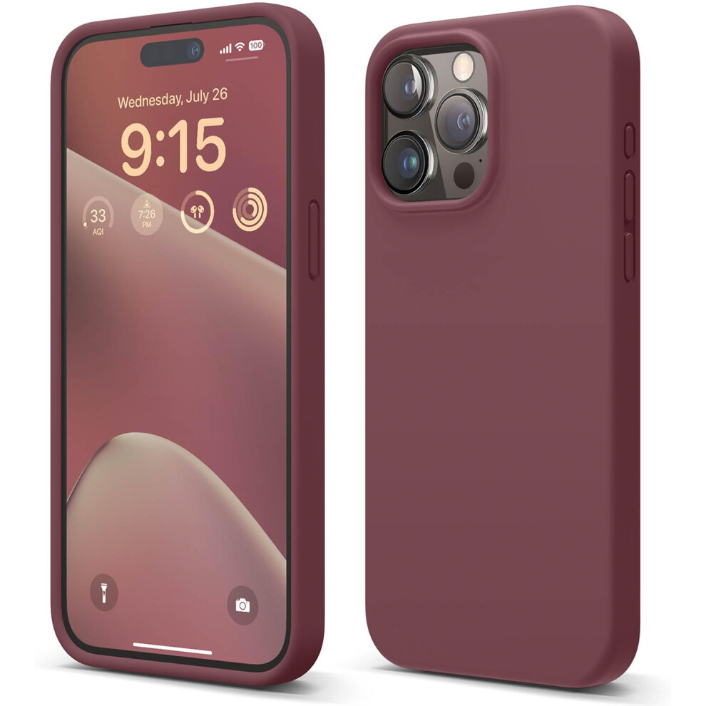 Coque en silicone liquide Elago compatible avec iPhone 15 Pro Max. Coque de protection intégrale en silicone de qualité supérieure [Structure ant