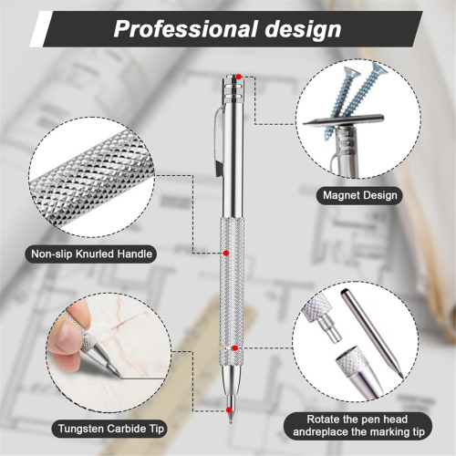 Tungsten Carbide Scriber Set,Magnetic Knurled Engraving Tool 1