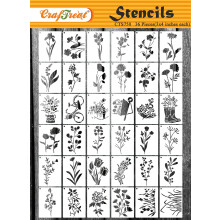 CrafTreat Herbruikbare 36-delige Wildflower-sjablonen voor schilderen (3x4) Charmante bloemen-sjablonen voor schilderen DIY Herbruikbare sjablonen vo