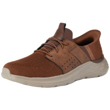 Skechers USA Garner-Newick 210803 Chaussures basses lacets lastiques pour homme Marron 40,5 X-Wide