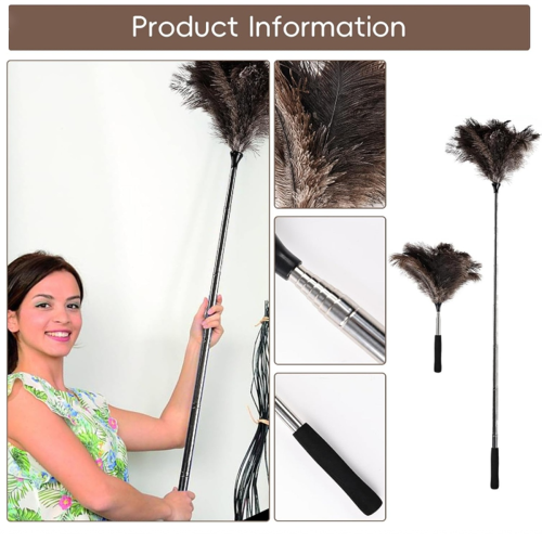 Extendable Ostrich Feathers Duster Up to 17-45inches Feathers 2
