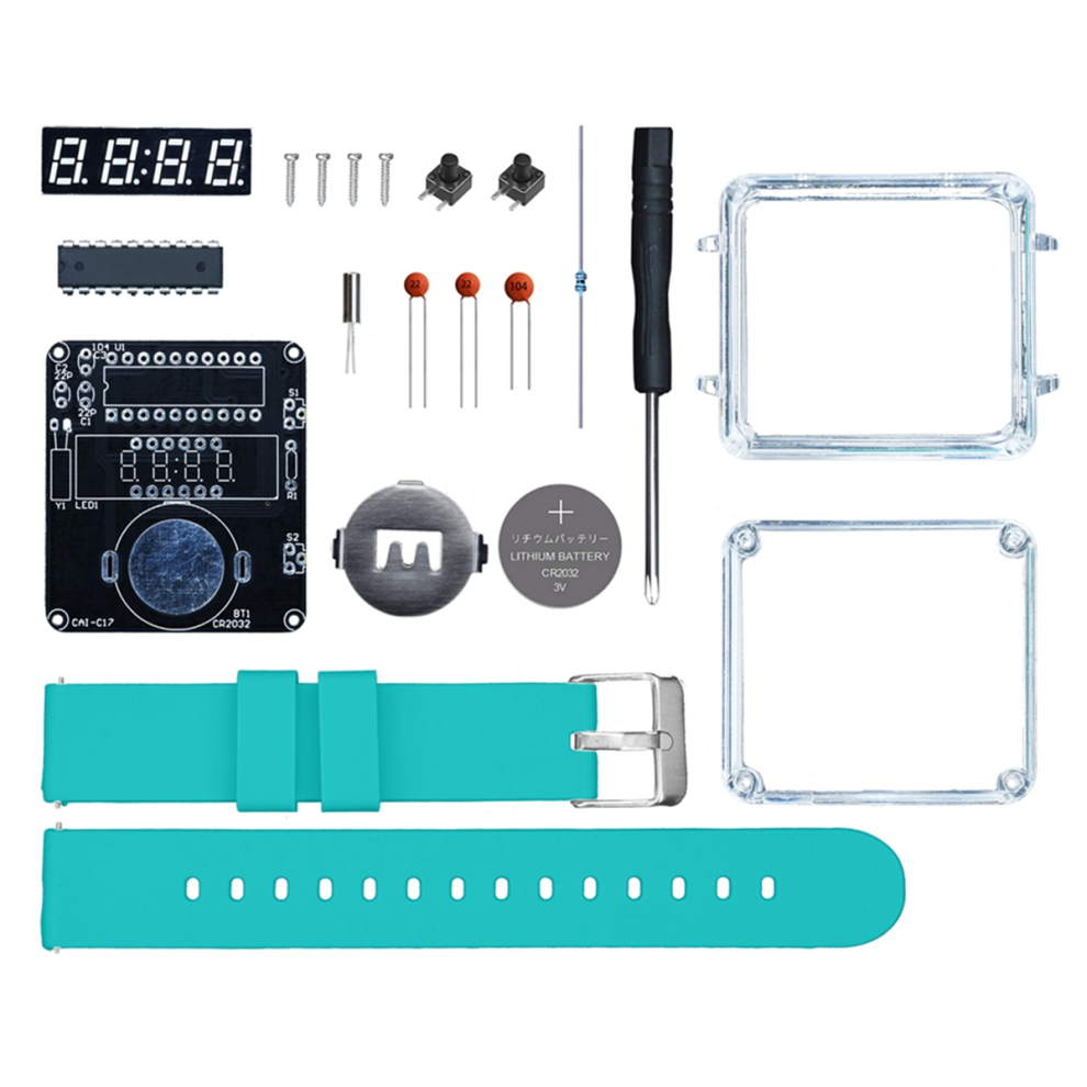 Kit de montre électronique à monter soi-même, affichage numérique à tube LED, soudure à faire soi-même, vert