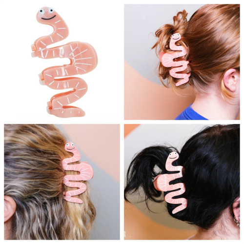 Κλιπ Smile Face Pink Worm Hair Claw για γυναίκες και κορίτσια 2