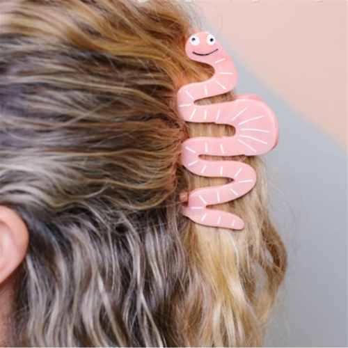 Κλιπ Smile Face Pink Worm Hair Claw για γυναίκες και κορίτσια 1