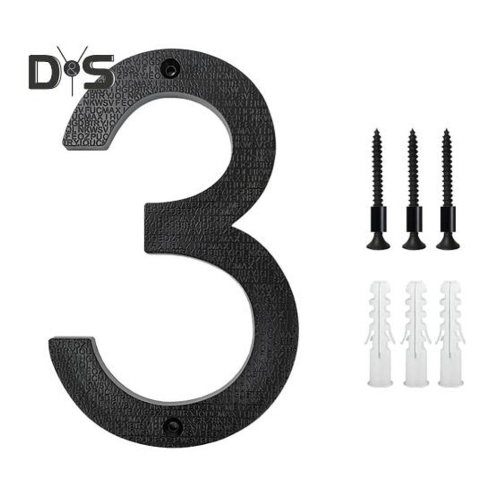 (as the picture, 3) Black House Numbers Door Number Letters for Outside Signs Easy Installation Plastic Matte Numbers Letters Sign for Home Address Mailbox