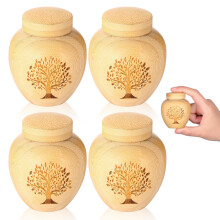 Small Keepsake Urns for Human Ashes Set of 4 Mini Urns for Ashes Made of Bamboo with Tree of Life Pattern Engraved Small Cremation Urns for Human Ashe