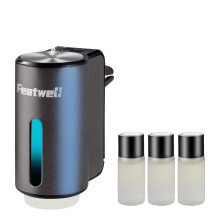 Featwell Car Air Freshener Diffuser Three Adjustable Modes Smart Car Air Freshener Intelligent Car Aroma Diffuser with 3pcs Essential Oil Grey