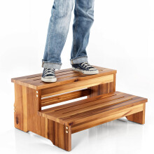 TINAMO 25" Trittleiter für Erwachsene & Kinder - Holz-Zweischrittleiter 500 lbs - Treppe für Spa & Whirlpool