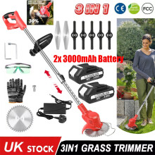 2x 3.0Ah Cordless Battery Grass Trimmer Strimmer Electric Lawn Mover Weed Cutter
