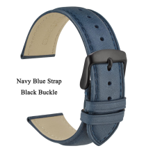 (24mm marineblauw-zwart) Echte leren band 14mm 16mm 18mm 19mm 20mm 21mm 22mm 23mm 24mm Vervangende polsbandjes