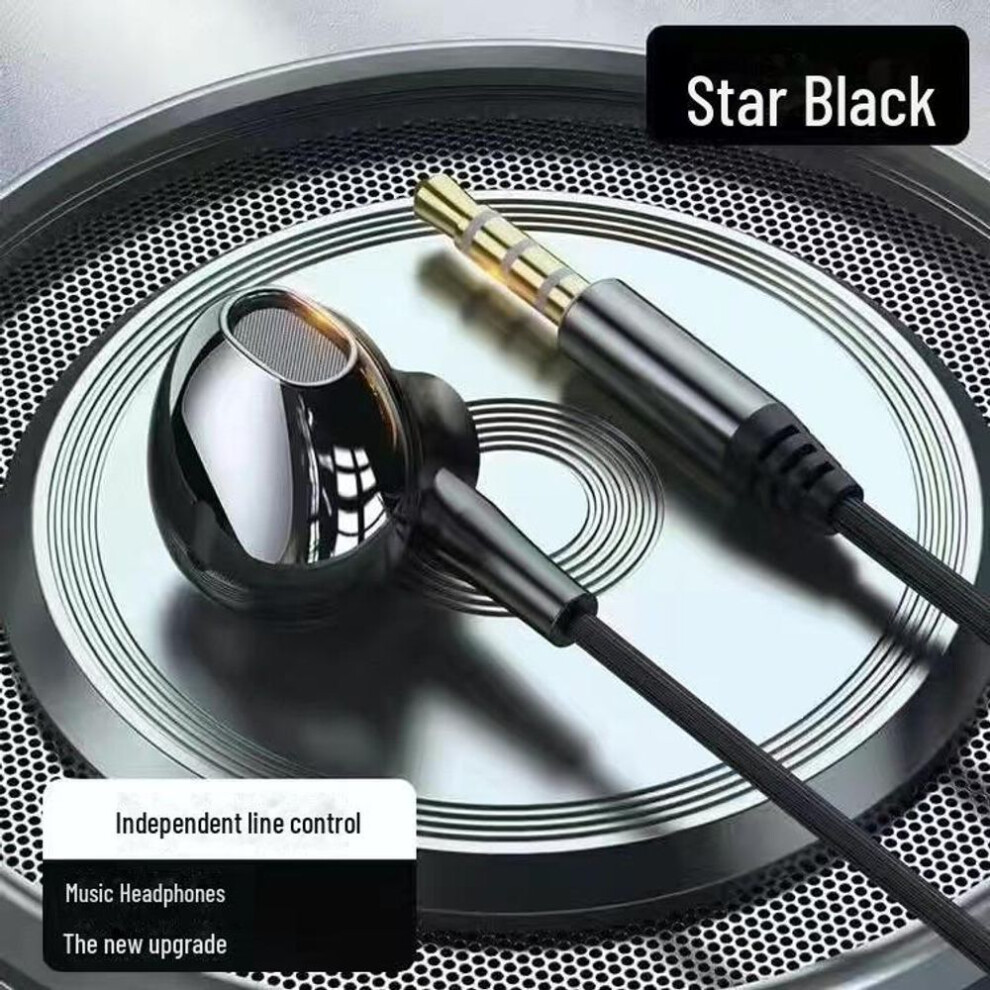 (as the picture, 3.5MM round hole) Type-C Wired Metal Earphones with Built-in Microphone and Heavy Bass