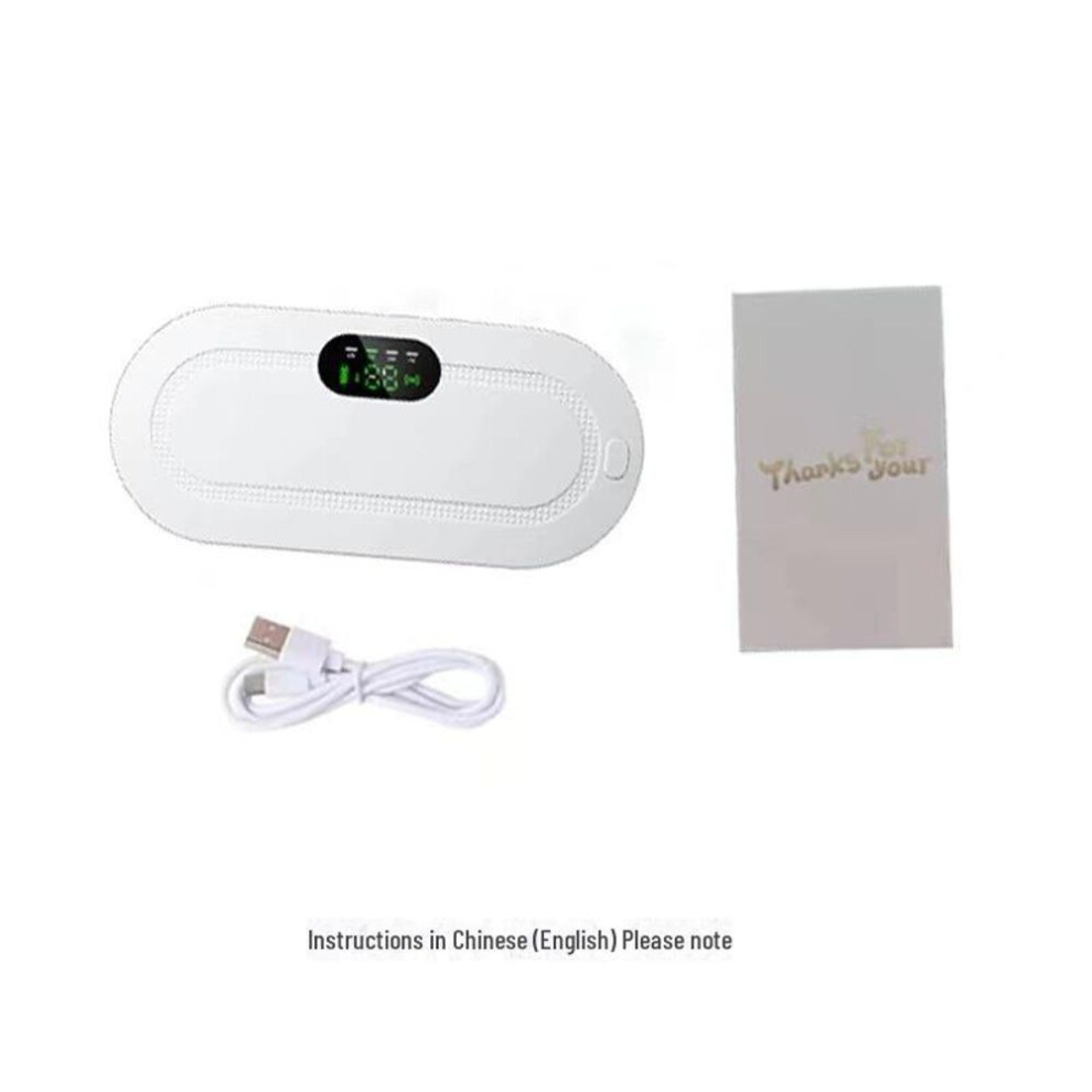 (white, Chinese version, bare metal) Rechargeable Digital Uterus Warming Belt for Girls: Heat, Massage, and Waist Protection for Dysmenorrhea Relief