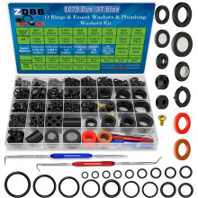 ZDBB 1075 Pcs 3-in-1 Spigot Repair Washers & Hose Gasket & Faucet O-Rings Kit 37 Size Plumbing Rubber Washers Assortment Set for Kitchen Faucet Outdoo
