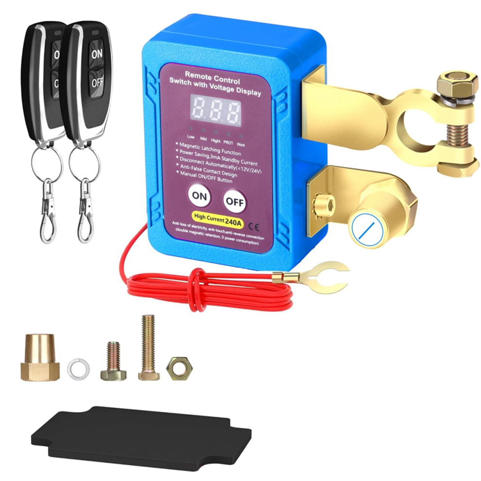 Remote Battery Disconnect Switch 12V 240A With Led Voltage Display, 4852268464973