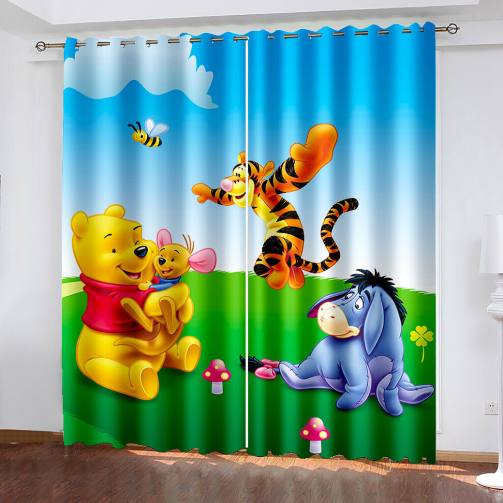 Xcsgsra (Style01, 90X160cm(45X160cm*2Pcs)) Kids Winnie The Pooh Curtains Baby 3D Blackout Curtains Thermal Ring Top Eyelet