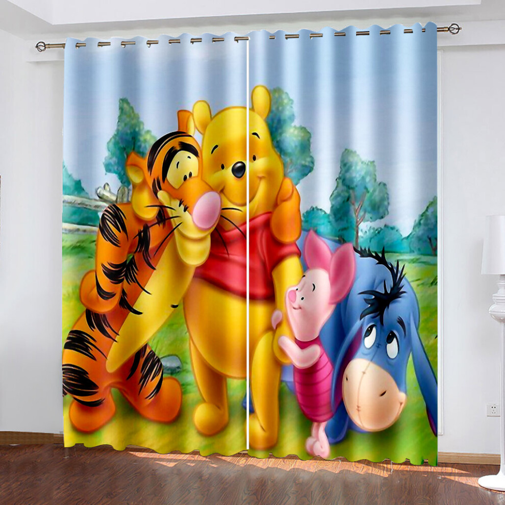 Xcsgsra (Style02, 184X214cm(92X214cm*2Pcs)) Kids Winnie The Pooh Curtains Baby 3D Blackout Curtains Thermal Ring Top Eyelet