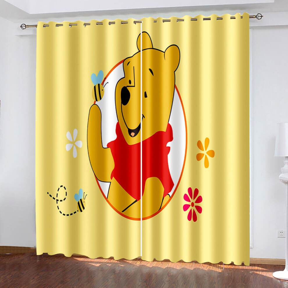 Xcsgsra (Style03, 90X160cm(45X160cm*2Pcs)) Kids Winnie The Pooh Curtains Baby 3D Blackout Curtains Thermal Ring Top Eyelet