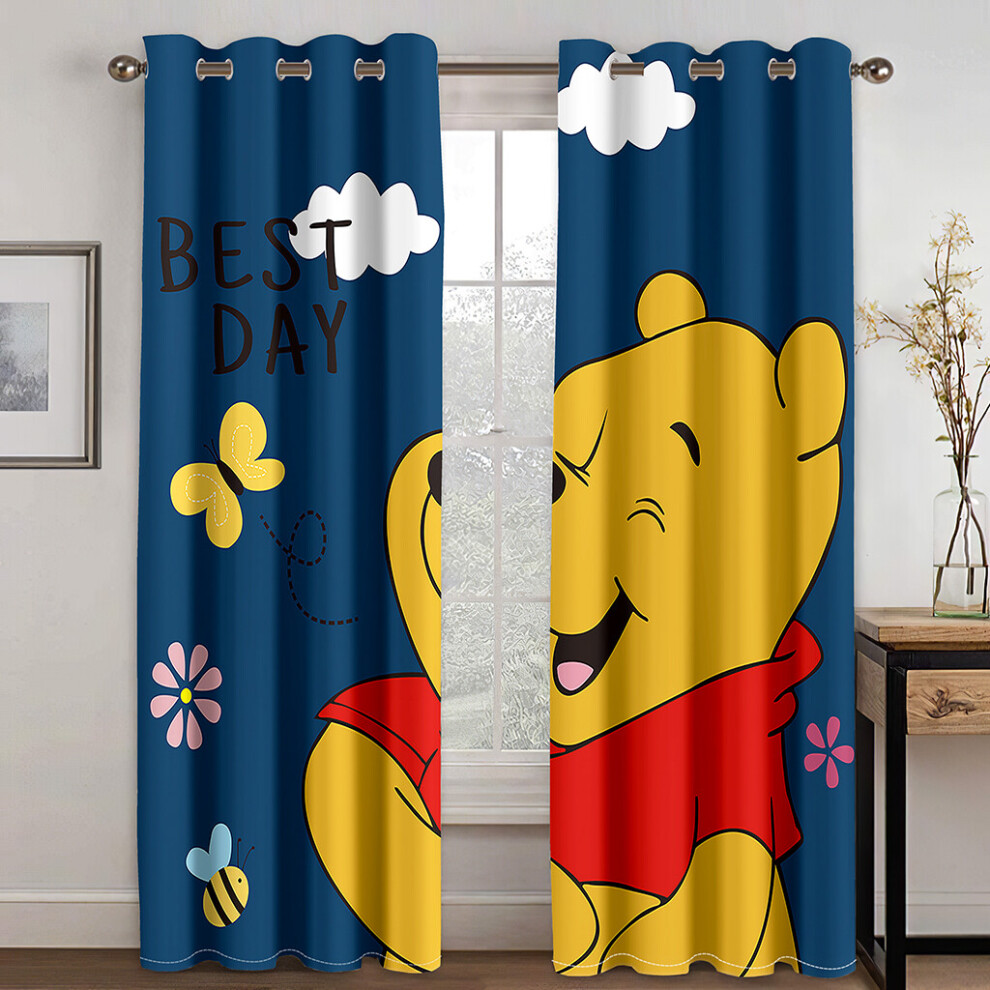 Xcsgsra (Style04, 130X150cm(65X150cm*2Pcs)) Kids Winnie The Pooh Curtains Baby 3D Blackout Curtains Thermal Ring Top Eyelet