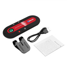 (Rood) Bluetooth Handsfree Auto Kit Draadloze Audio-ontvanger Luidspreker Telefoon MP3 Muziekspeler